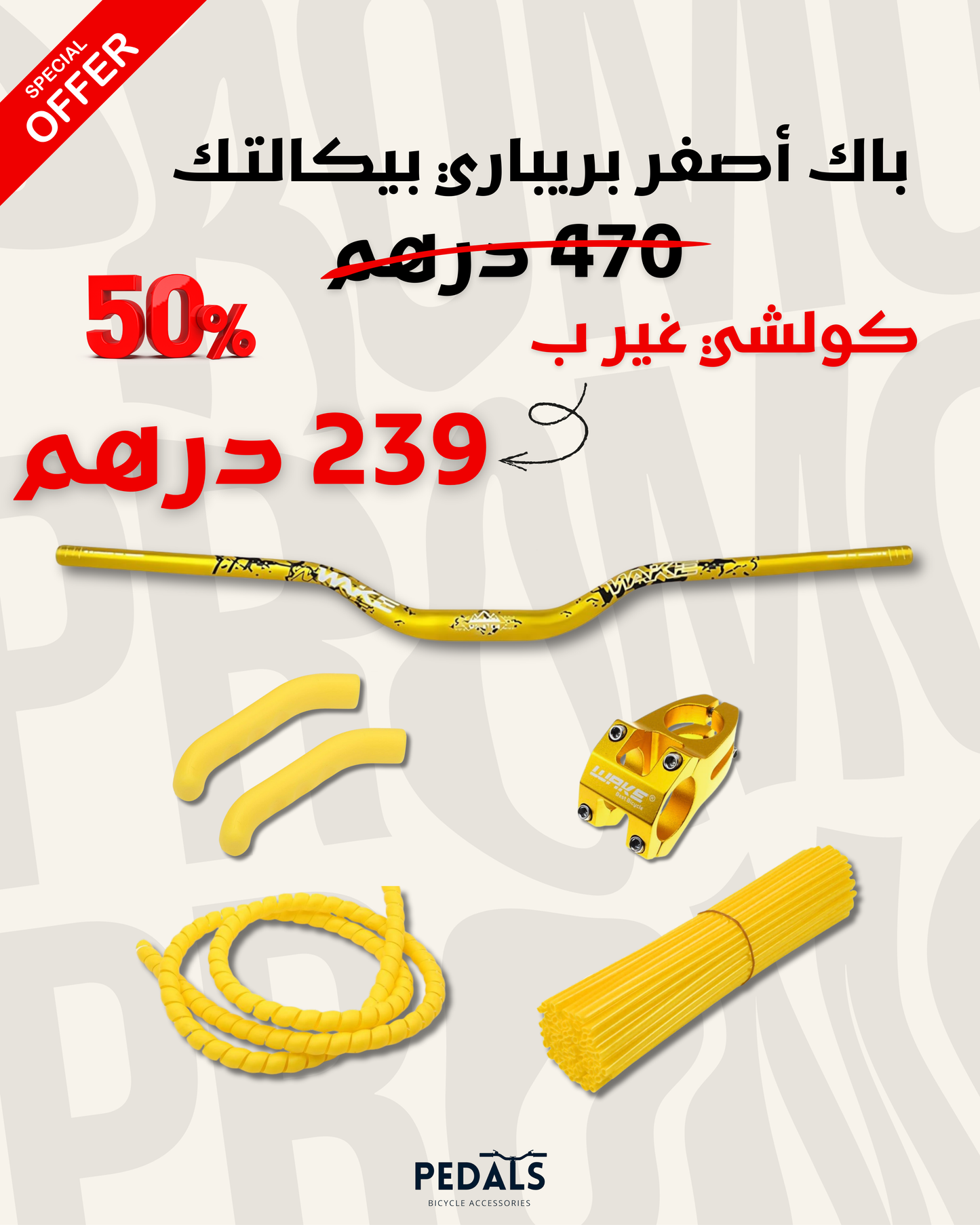 Guidon WAKE + Potence WAKE + Protège-frein + Protège-câble + Protection des rayons