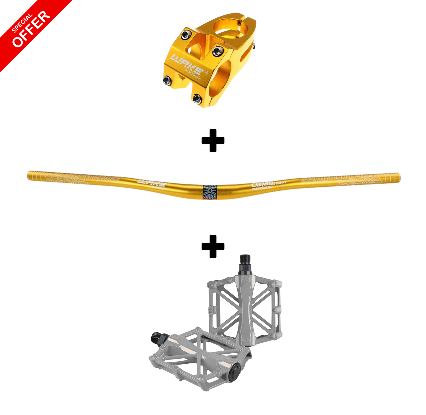 Guidon WAKE + Potence WAKE + Pédales en aluminium