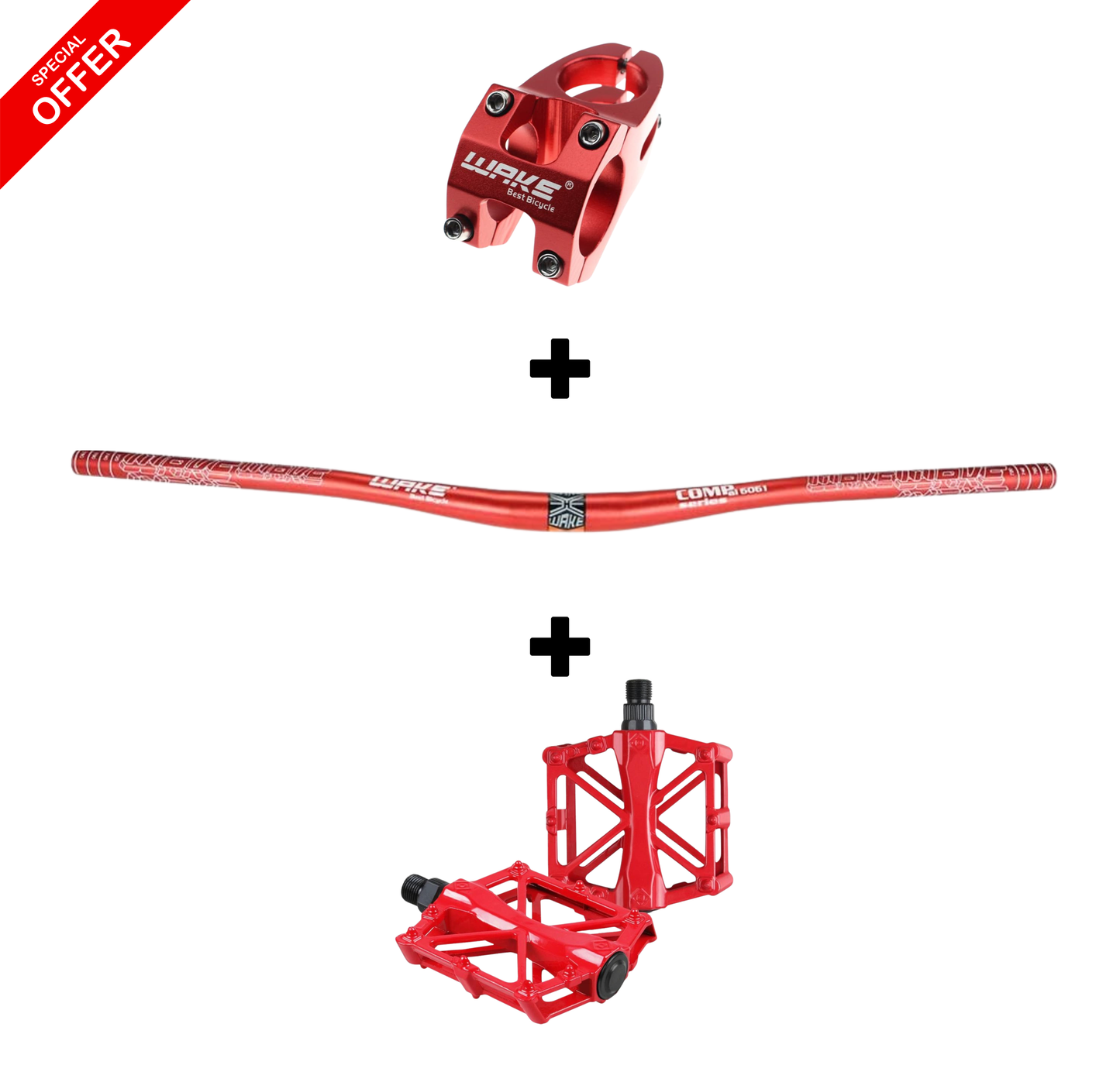 Guidon WAKE + Potence WAKE + Pédales en aluminium