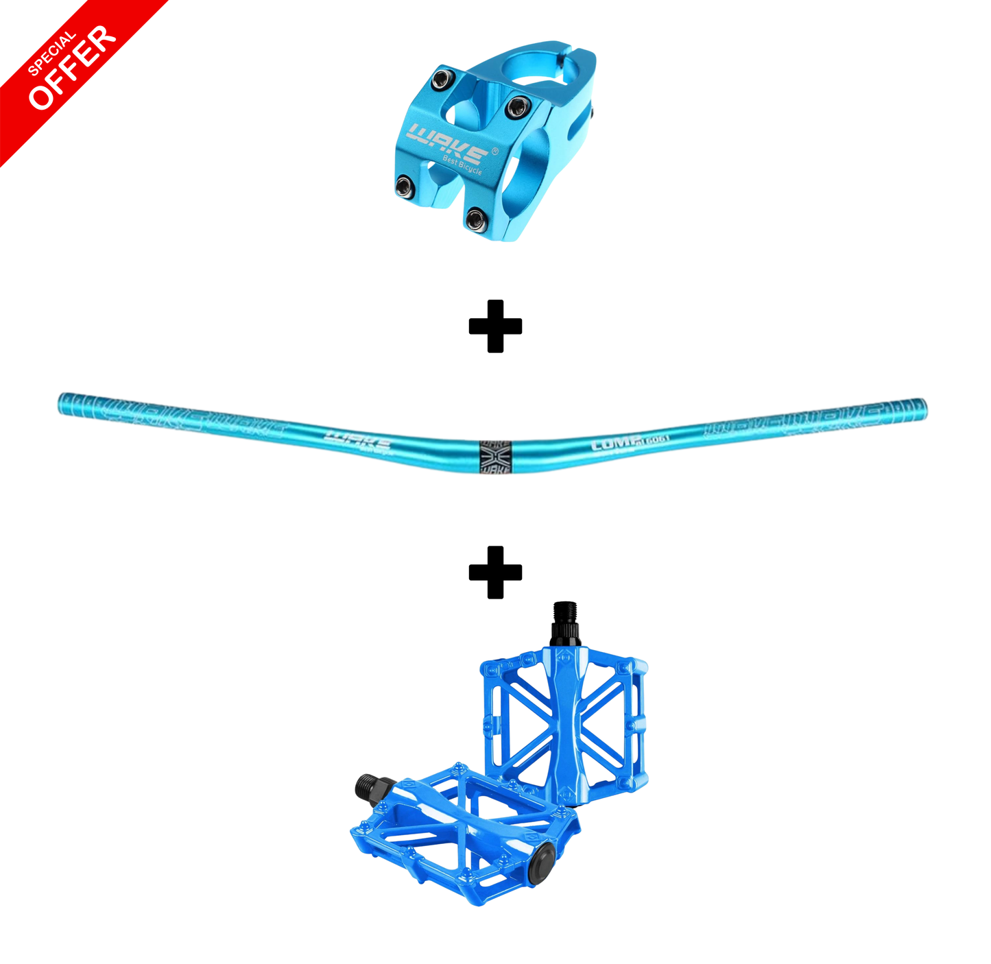 Guidon WAKE + Potence WAKE + Pédales en aluminium