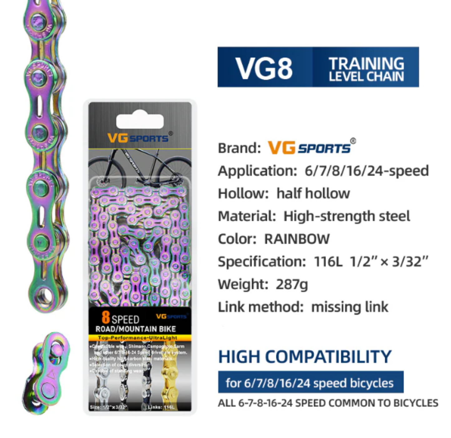 Chaine 8V VGSPORTS rainbow